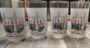 Set of 4 1991 Kentucky Derby 117 Mint Julep Glasses Churchill Downs Vintage